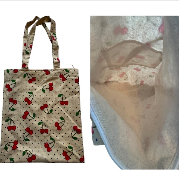 Unbranded Cherry Lips Tote handbag Faux Croc Card Holder 3 Piece Bundle - GUC - Picture 2 of 7